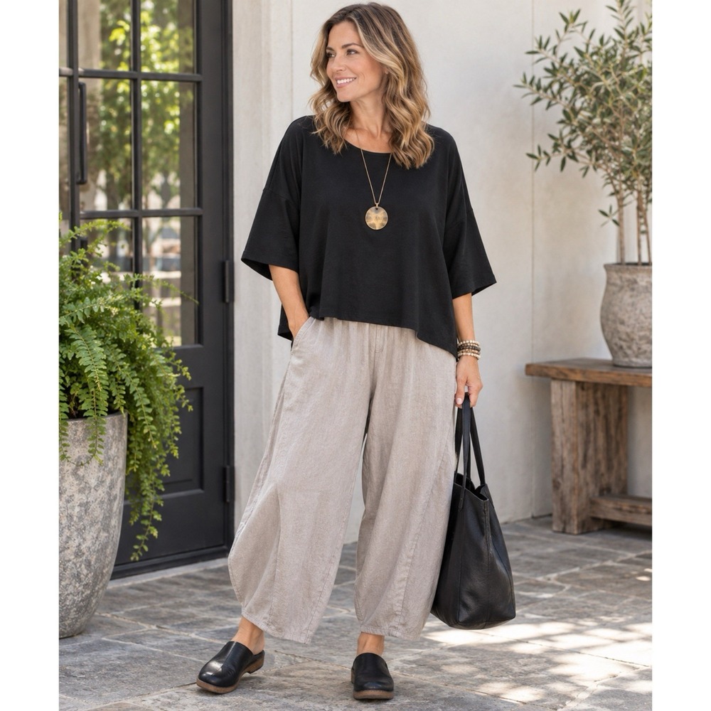 Three Bird Nest Size Small Black Lagenlook Boxy Top Oversized Boho Artsy Tunic